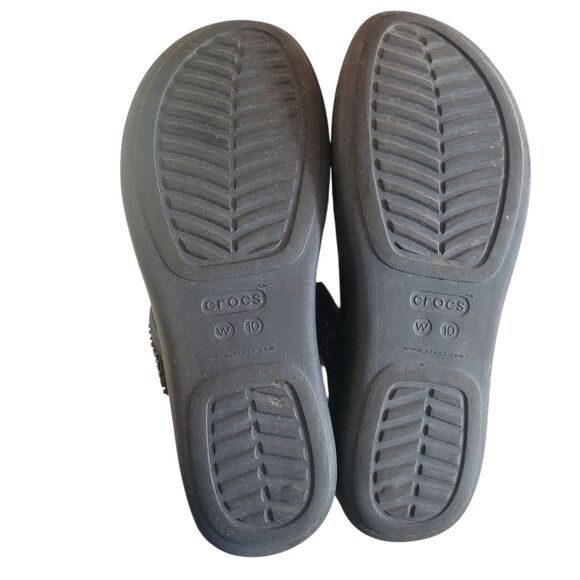 Crocs Monterey Diamante Wedge Platform Sandals Women's Size 10 Black Boho Beach - Picture 8 of 8